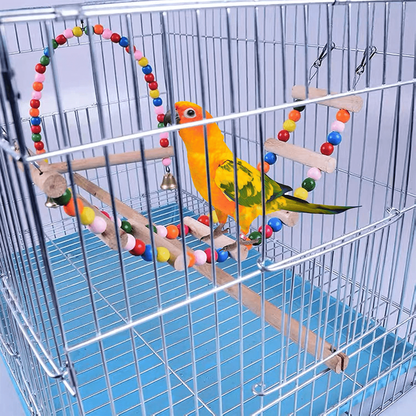 WUMUGE Bird Ladder Toys, Flexible and Bendable Bird Decorated with Rainbow Ladder Birdcage Accessories Swing Chewing Toys Bird Toys for Parakeets Animals & Pet Supplies > Pet Supplies > Bird Supplies > Bird Ladders & Perches WUMUGE   