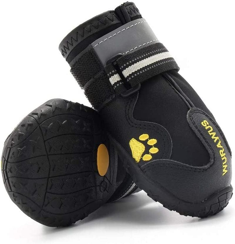 WURAWUS Dog Boots Waterproof Shoes for Medium & Large Dogs with Adjustable Reflective Straps Rugged Anti-Slip Sole 4PCS Animals & Pet Supplies > Pet Supplies > Dog Supplies > Dog Apparel WURAWUS   