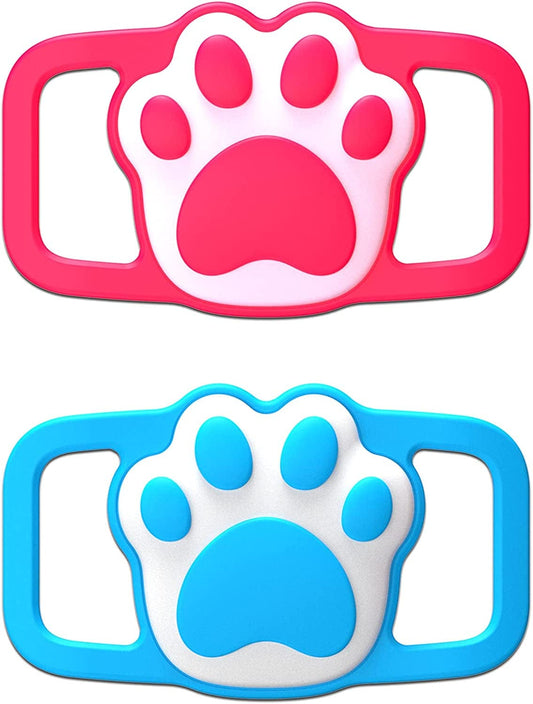 Wustentre Airtag Holder for Large Dog Collar, 2 Pack Air Tag Dog Collar Holder, Airtags Accessories Big Pet Loop Holder, Lightweight Soft Silicone Airtag Case anti Scratch anti Lost (Pink+Blue) Electronics > GPS Accessories > GPS Cases Wustentre-US pink+blue  