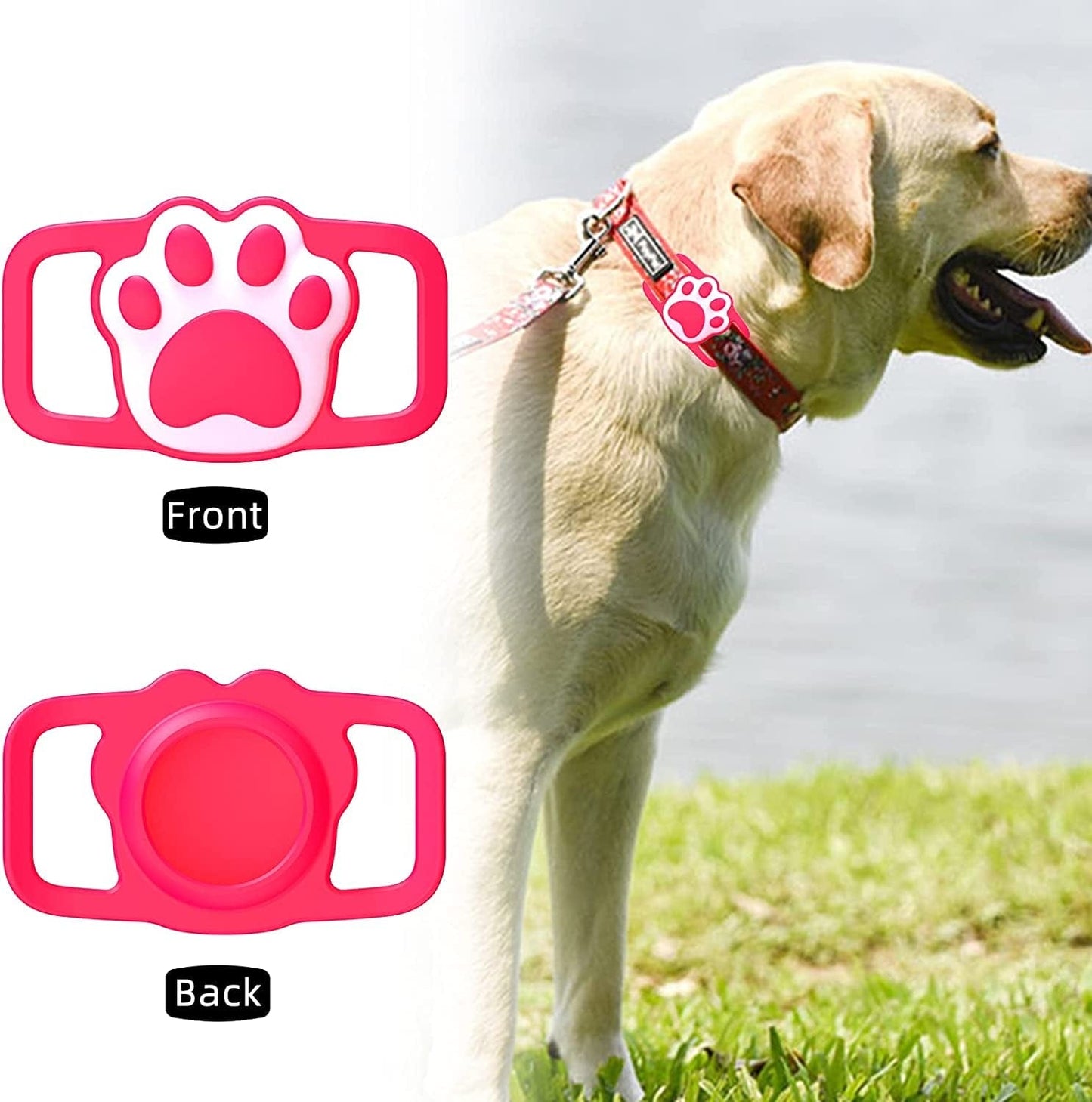 Wustentre Airtag Holder for Large Dog Collar, 2 Pack Air Tag Dog Collar Holder, Airtags Accessories Big Pet Loop Holder, Lightweight Soft Silicone Airtag Case anti Scratch anti Lost (Pink+Blue)