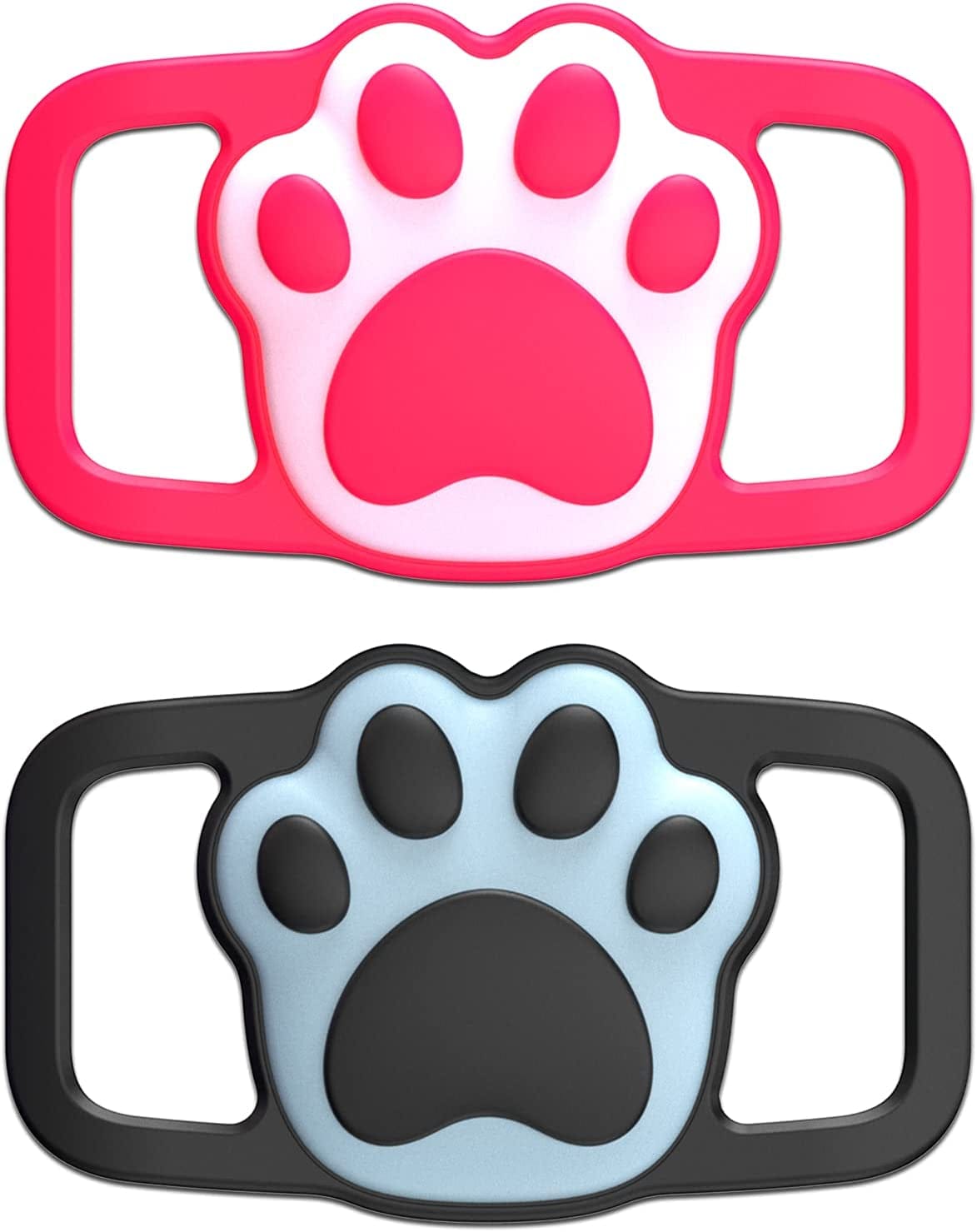 Wustentre Airtag Holder for Large Dog Collar, 2 Pack Air Tag Dog Collar Holder, Airtags Accessories Big Pet Loop Holder, Lightweight Soft Silicone Airtag Case anti Scratch anti Lost (Pink+Blue)