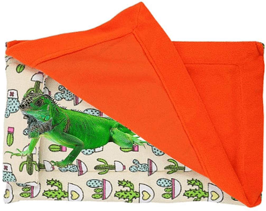 WYJTPONE Bearded Dragon Bed with Blanket and Pillow，Reptile Sleeping Bed,Reptile Accessories，Solf Fabric Warm Sleeping Bag for Bearded Dragon,Lizard,Leopard Gecko and Small Pet Animal Animals & Pet Supplies > Pet Supplies > Reptile & Amphibian Supplies > Reptile & Amphibian Substrates WYJTPONE Orange  