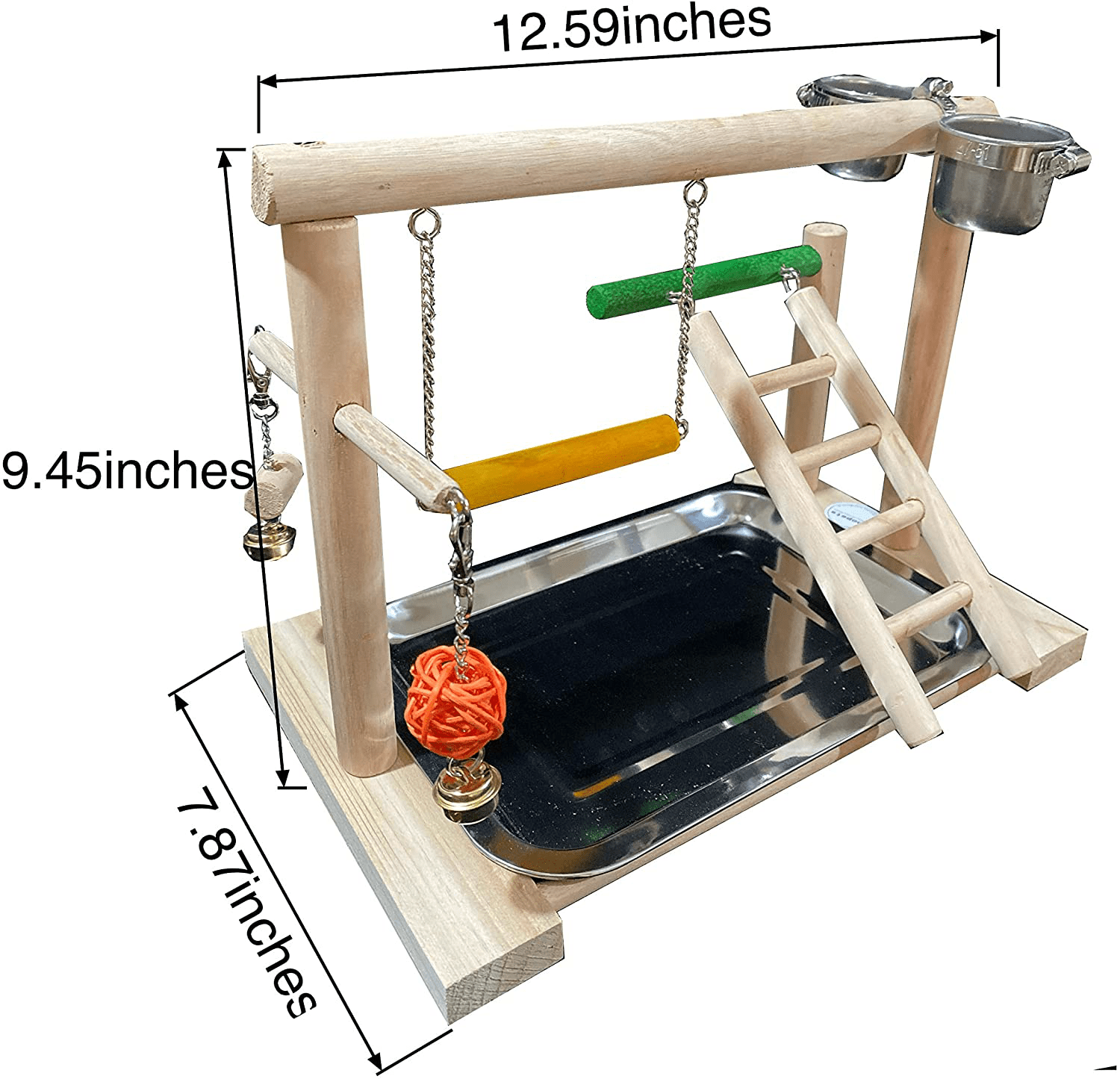 Wyunpets Bird Perch Playground Parrot Gym Stand with Feeder Seed Cups Ladder Bell Color Toys Conure Parakeet Macaw Cockatiel Finch Small Animals Animals & Pet Supplies > Pet Supplies > Bird Supplies > Bird Gyms & Playstands WYunPets   