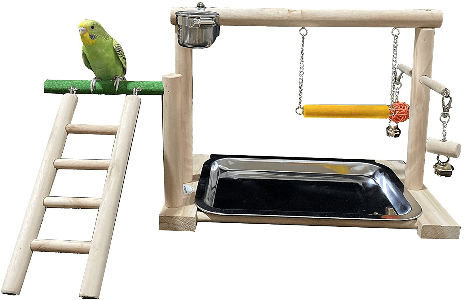 Wyunpets Bird Perch Playground Parrot Gym Stand with Feeder Seed Cups Ladder Bell Color Toys Conure Parakeet Macaw Cockatiel Finch Small Animals Animals & Pet Supplies > Pet Supplies > Bird Supplies > Bird Gyms & Playstands WYunPets   