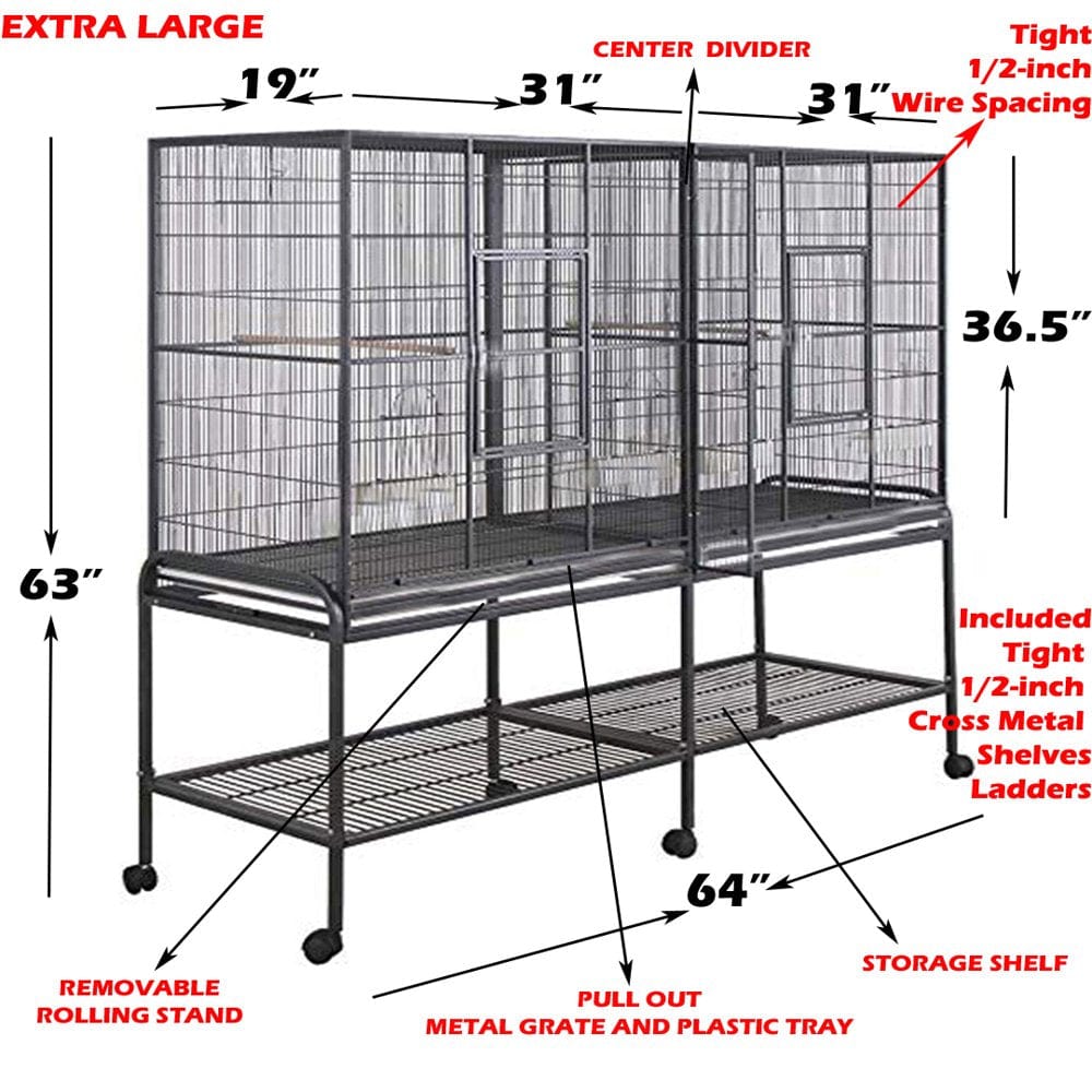 X-Large Double 4-Level Divider Small Animal Critter Hamster House Guinea Pig Habitat Mouse Rats Rolling Cage Tight 1/2-Inch Wire Spacing for Ferret Chinchilla Sugar Glider Mice Hedgehog Gerbil Animals & Pet Supplies > Pet Supplies > Small Animal Supplies > Small Animal Habitats & Cages Mcage   