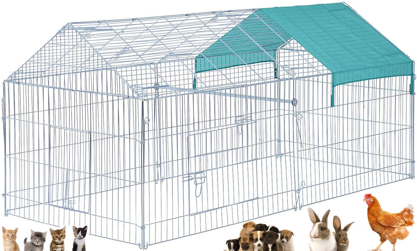 X-LARGE Galvanized 87"X41"X41"H Puppies Kittens Chicken Coop Run Pens Crate Rabbit Enclosure Pet Playpen Fence