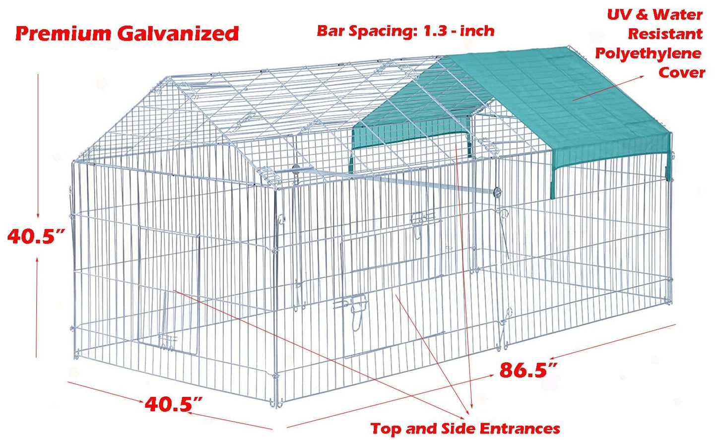 X-LARGE Galvanized 87"X41"X41"H Puppies Kittens Chicken Coop Run Pens Crate Rabbit Enclosure Pet Playpen Fence Animals & Pet Supplies > Pet Supplies > Dog Supplies > Dog Kennels & Runs Mcage   