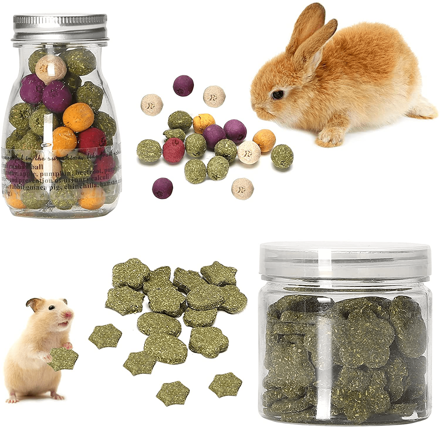 X-Pet Rabbit Chew Toys, Guinea Pig Treats 100% Natural Material Garden Stuff Flavored Biscuit&Grass Cake, Small Animals Teeth Grinding Chewing Suitable for Bunny Hamster Chinchilla Dwarf Gerbils Animals & Pet Supplies > Pet Supplies > Small Animal Supplies > Small Animal Food X-pet style2  