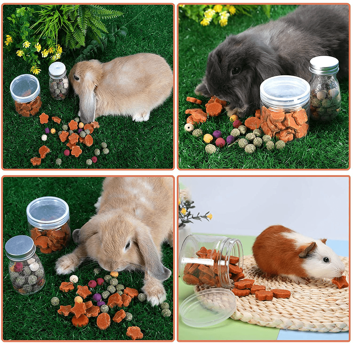 X-Pet Rabbit Chew Toys, Guinea Pig Treats 100% Natural Material Garden Stuff Flavored Biscuit&Grass Cake, Small Animals Teeth Grinding Chewing Suitable for Bunny Hamster Chinchilla Dwarf Gerbils