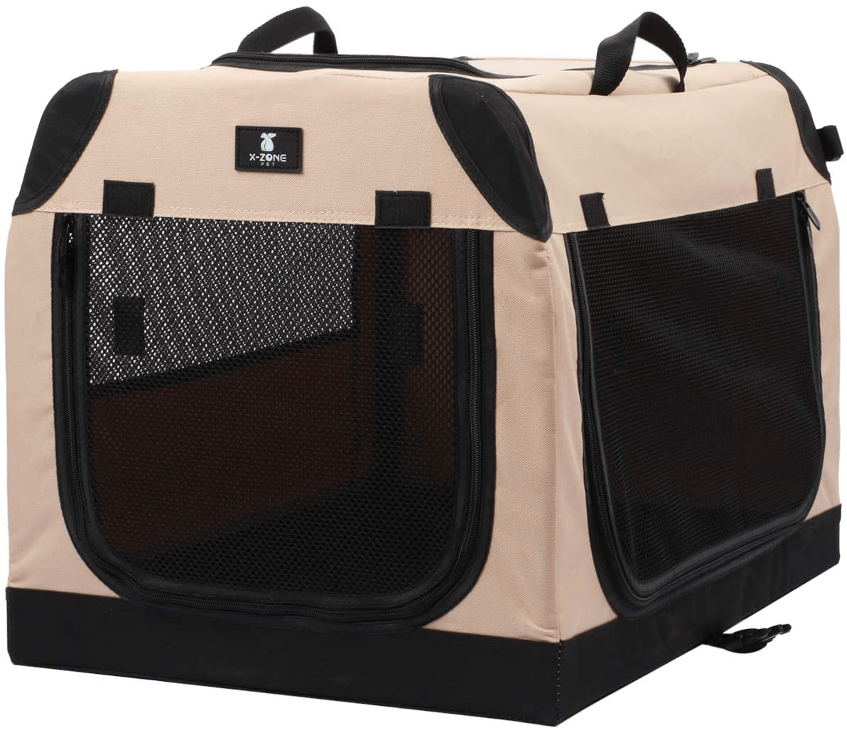 X-ZONE PET Foldable Soft Dog Crate 3-Door Pet Kennels for Dogs and Cats Sturdy Durable Pet Crate for Travel,Indoor&Outdoor Use Multiple Sizes Animals & Pet Supplies > Pet Supplies > Dog Supplies > Dog Kennels & Runs X-ZONE PET 28-Inch  