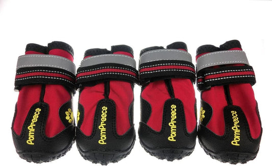 Xanday Dog Boots Waterproof Dog Shoes Paw Protectors with Reflective Straps and Wear-Resisting Soles 4Pcs(Red07) Animals & Pet Supplies > Pet Supplies > Dog Supplies > Dog Apparel Xanday Red 7(width 3") 