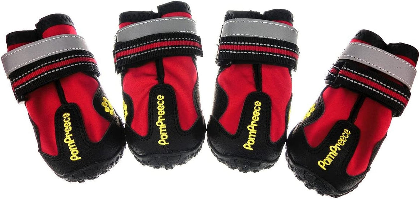 Xanday Dog Boots Waterproof Dog Shoes Paw Protectors with Reflective Straps and Wear-Resisting Soles 4Pcs(Red07) Animals & Pet Supplies > Pet Supplies > Dog Supplies > Dog Apparel Xanday   