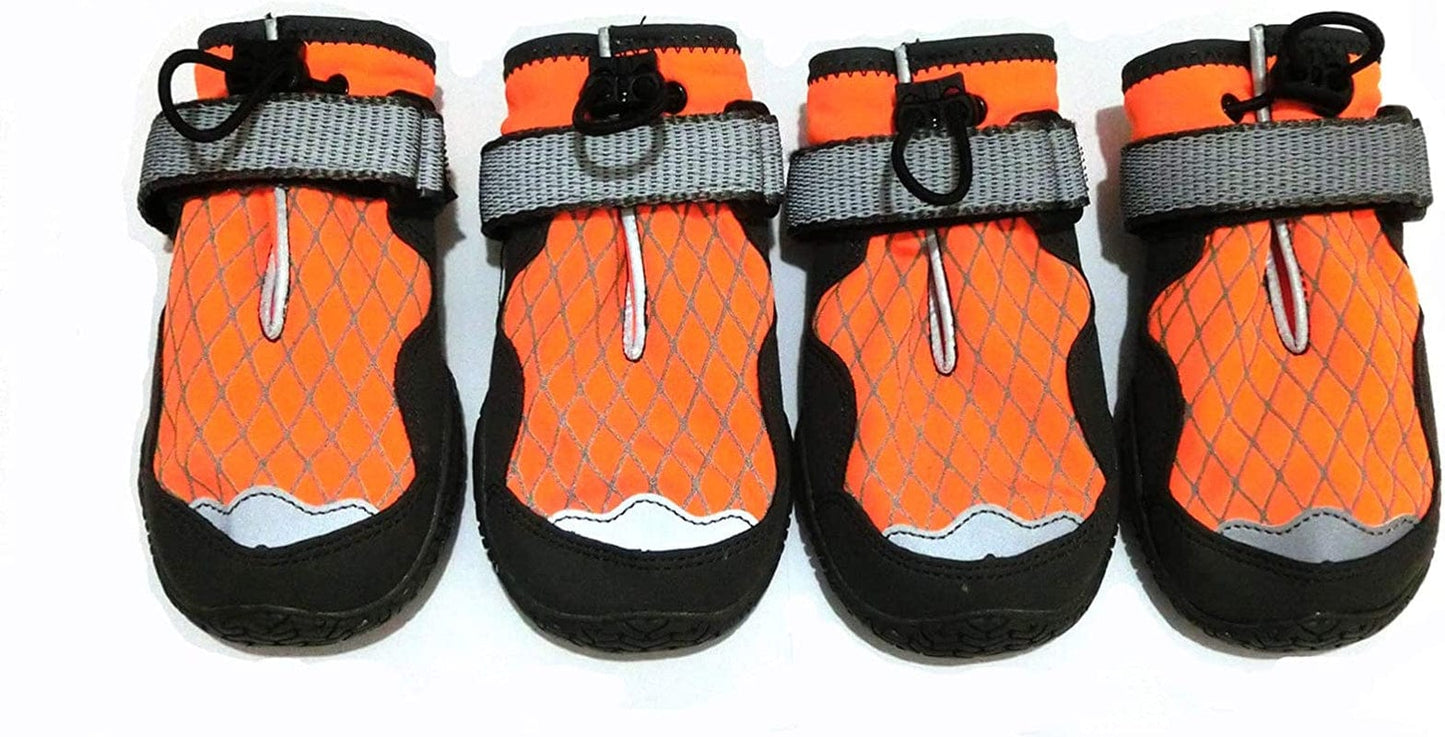 Xanday Dog Cotton Boots Warm Winter Dog Shoes Waterproof Dog Booties Paw Protectors with Reflective and Adjustable Straps and Wear-Resisting Soles,4Pcs (4,Orange) Animals & Pet Supplies > Pet Supplies > Dog Supplies > Dog Apparel Xanday   