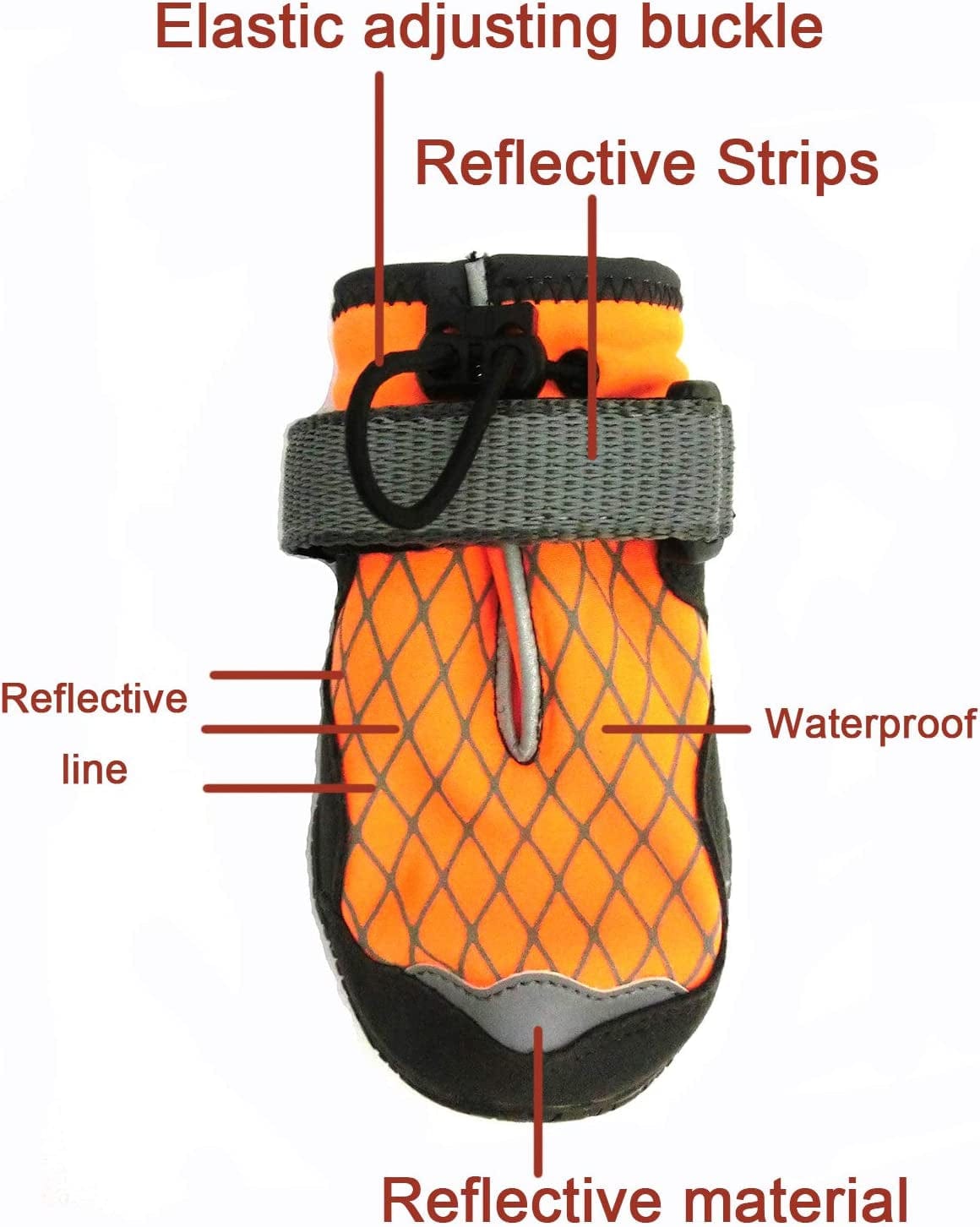 Xanday Dog Cotton Boots Warm Winter Dog Shoes Waterproof Dog Booties Paw Protectors with Reflective and Adjustable Straps and Wear-Resisting Soles,4Pcs (4,Orange) Animals & Pet Supplies > Pet Supplies > Dog Supplies > Dog Apparel Xanday   