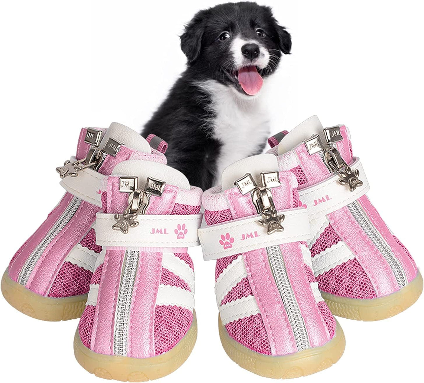 XCD 4Pcs Reflective Dog Shoes with Adjustable Fastener Strap for Small Medium Dogs (Pink, XXS) Animals & Pet Supplies > Pet Supplies > Dog Supplies > Dog Apparel XCD Pink Medium 