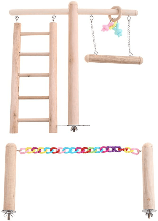 Xdodnev Bird Cage Stand Play Gym Wood Perch Playground Parrot Climbing Ladder Chew Chain Animals & Pet Supplies > Pet Supplies > Bird Supplies > Bird Gyms & Playstands Xdodnev   