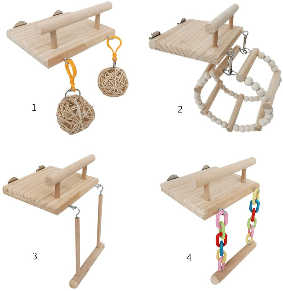 Xdodnev Wooden Bird Perches Cage Toys Hamster Play Gym Stand with Wood Swing Rattan Ball Animals & Pet Supplies > Pet Supplies > Bird Supplies > Bird Gyms & Playstands Xdodnev   