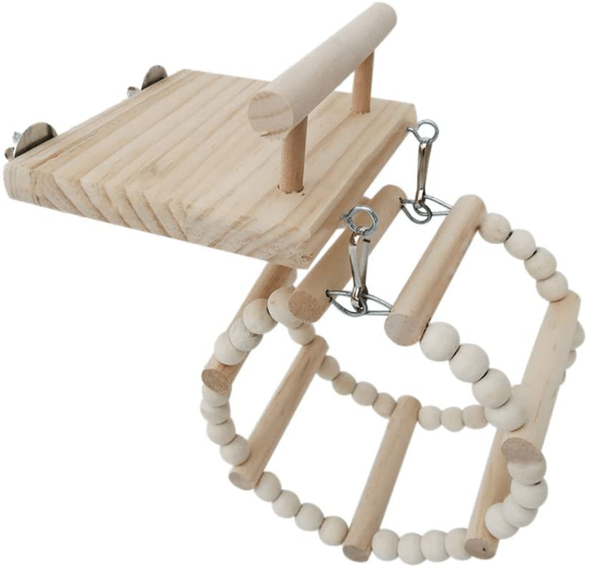 Xdodnev Wooden Bird Perches Cage Toys Hamster Play Gym Stand with Wood Swing Rattan Ball Animals & Pet Supplies > Pet Supplies > Bird Supplies > Bird Gyms & Playstands Xdodnev   