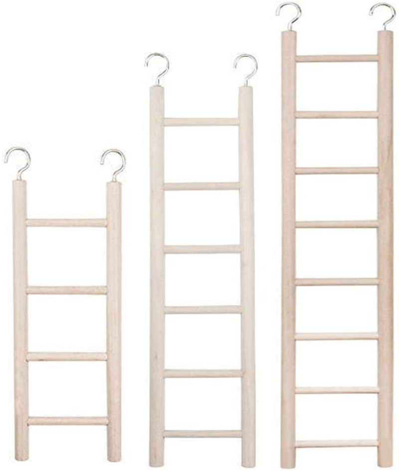 Xiaoqun 3 Pcs Wooden Ladder for Bird Parrot Ladder Climbing Toy Birdie Basics (4 Step, 6 Step 8 Step)