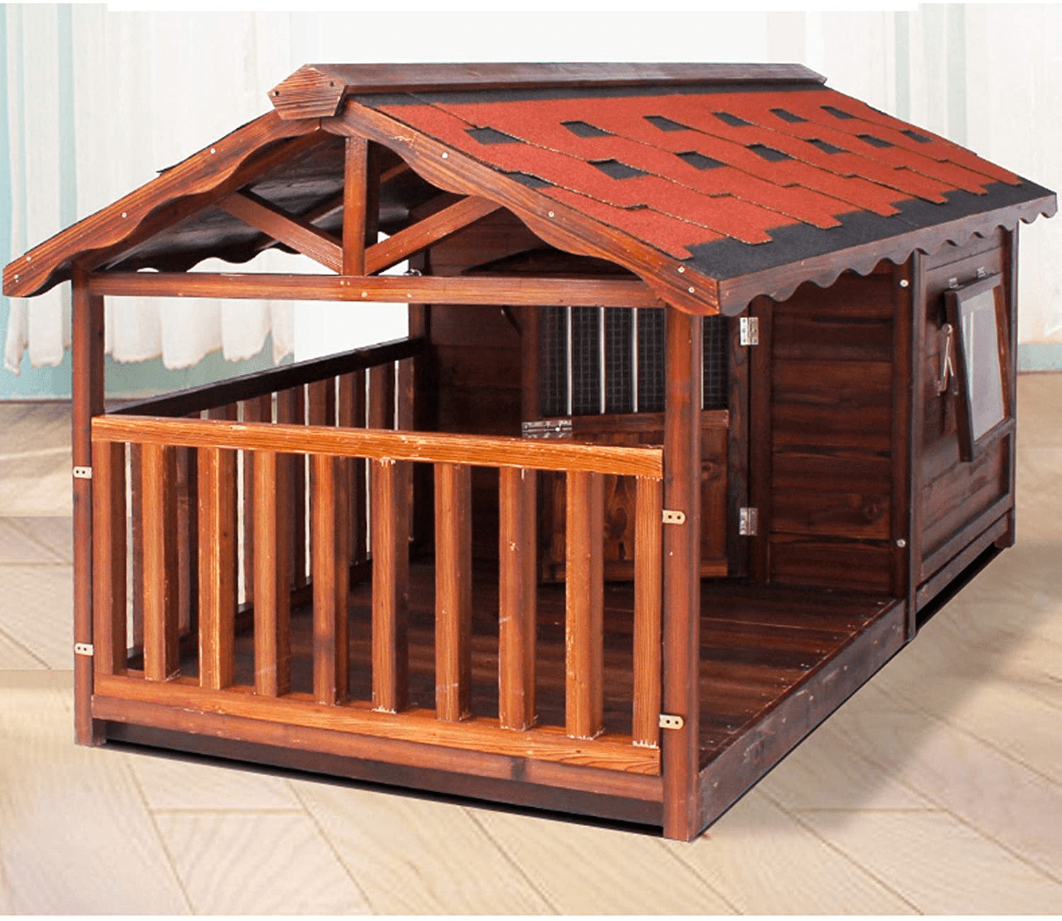 XIAOSAKU Pet Beds for Cats and Dogs Modern Design Dog House,With Door and Window, Medium and Large Crate Indoor Use, Chew-Proof Pet Supplies