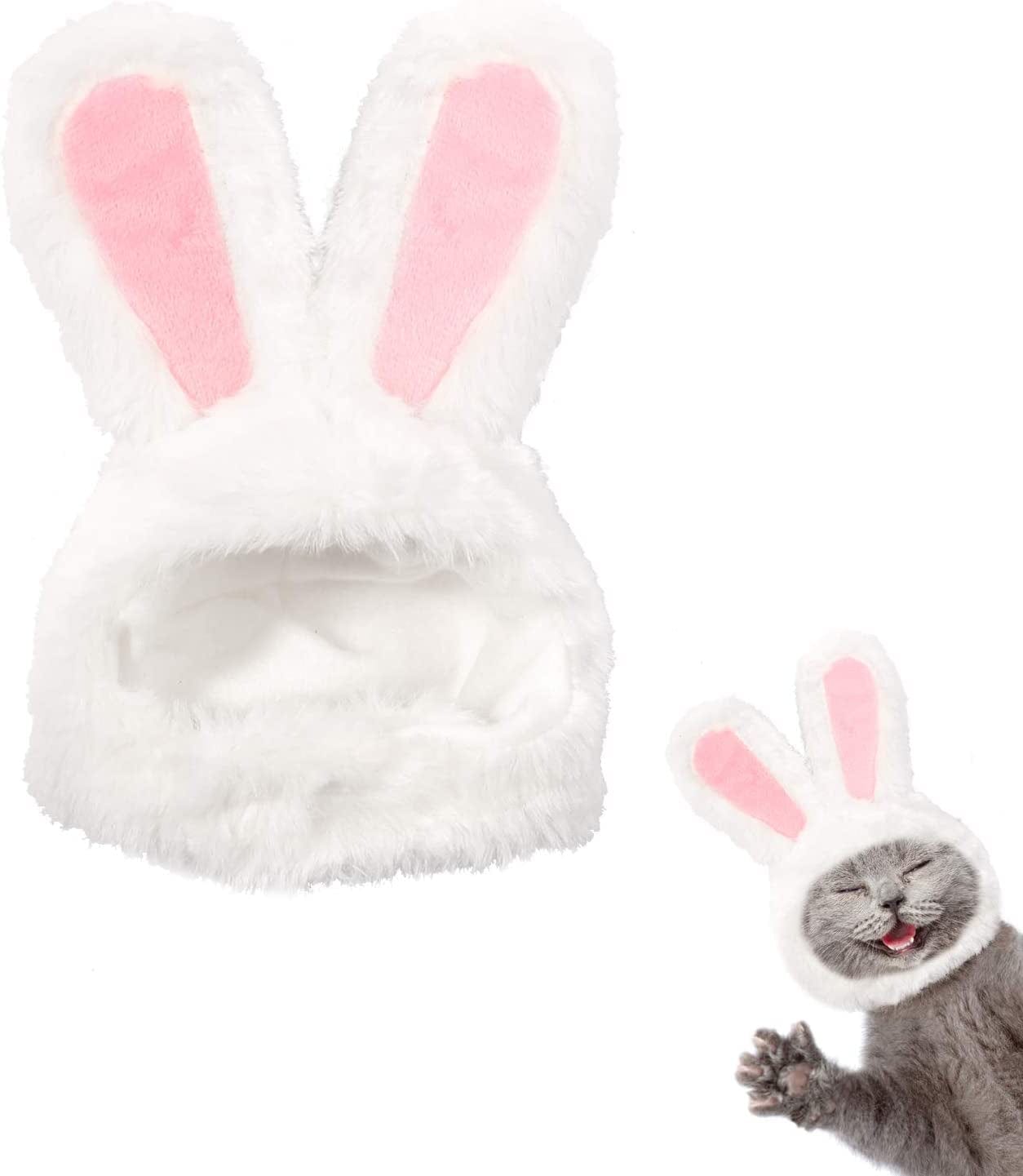 XIMISHOP Cute Costume Bunny Rabbit Hat with Ears for Cats & Small Dogs Party Costume Easter Pet Accessory Headwear Animals & Pet Supplies > Pet Supplies > Dog Supplies > Dog Apparel XIMISHOP   