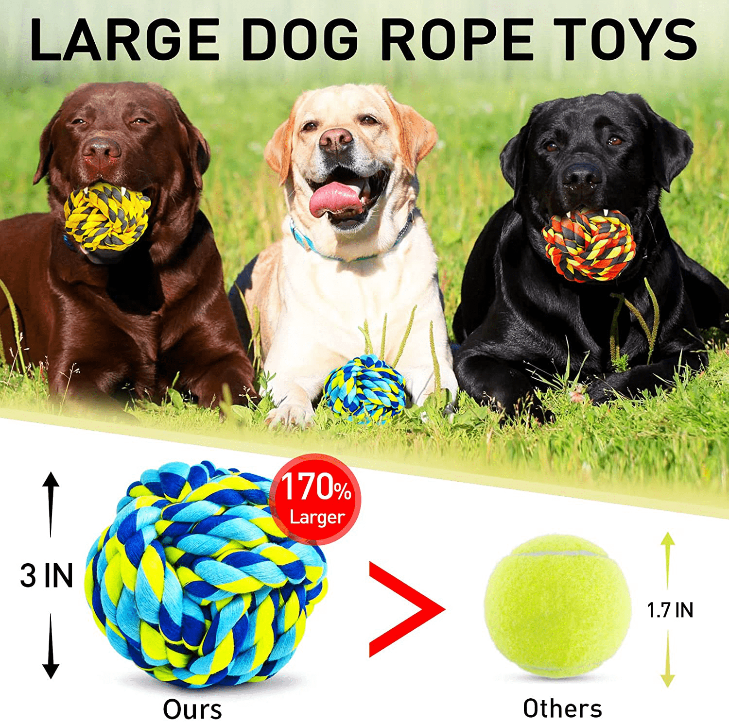 XL Dog Chew Toys for Aggressive Chewers, Dog Balls for Large Dogs, Hea –  KOL PET