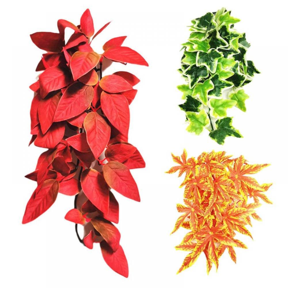 Xmarks 1 Piece Artificial Reptile Plants Lifelike Reptiles Terrarium Leaves Plastic Reptile Habitats Plant Amphibian Hanging Decorations for Lizards Geckos Snake Animals & Pet Supplies > Pet Supplies > Small Animal Supplies > Small Animal Habitat Accessories Xmarks   
