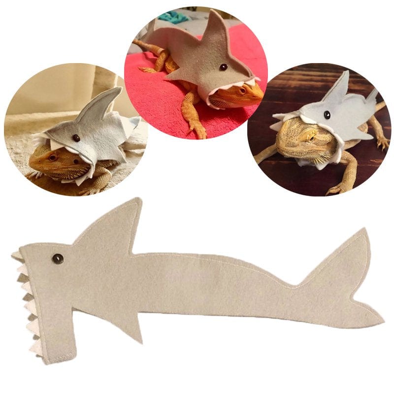 Xmarks Bearded Dragon Shark Outfit Lizard Reptile Shark Costume Handmade Felt Bearded Dragon Harness for Chameleon Gecko Anole Iguana Amphibians, Gray, L Animals & Pet Supplies > Pet Supplies > Reptile & Amphibian Supplies > Reptile & Amphibian Food Xmarks L Gray 