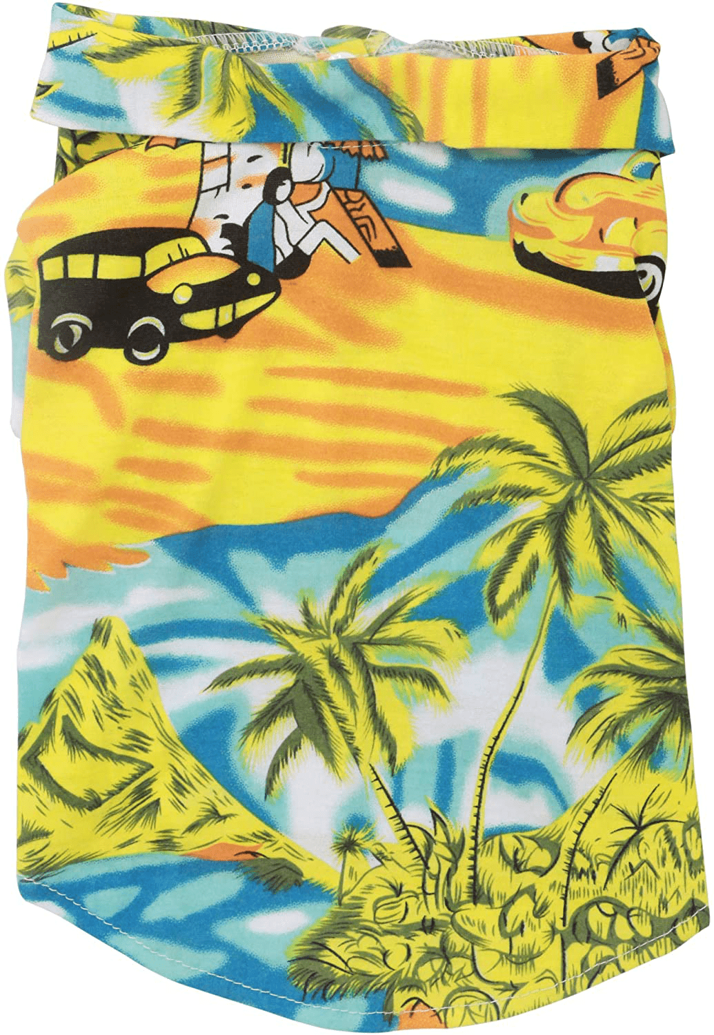 XMSJSIY Dog Hawaiian Shirt Cloth,Pet Dog Summer Polo T-Shirt Puppy Cat Luau Outfits Costume for Small Medium Dog Boy Girl Beach Seaside Apparel Clothes Animals & Pet Supplies > Pet Supplies > Cat Supplies > Cat Apparel XMSJSIY Coco tree-Yellow S:Back 22cm/Chest Girth 34cm 