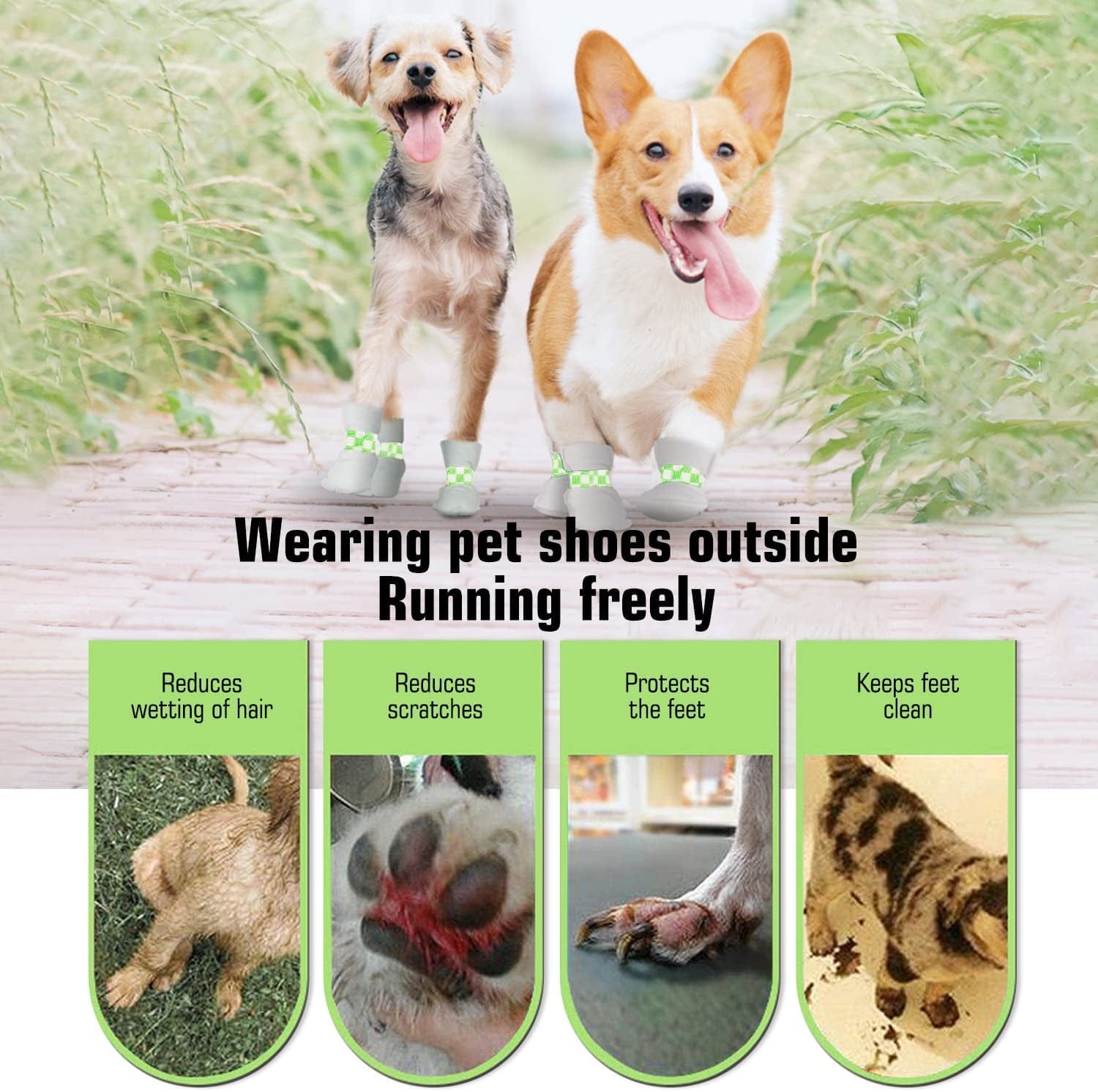 Xnuoyo 20 Pcs Disposable Pet Shoes,Waterproof Dirty-Proof Dog Boots,Dog Disposable Shoe Covers,Dog Paw Protection Pet Shoes with Adjustable Elastic Bandage for Small Medium Large Dogs (S) Animals & Pet Supplies > Pet Supplies > Dog Supplies > Dog Apparel Hou Jin Cai   