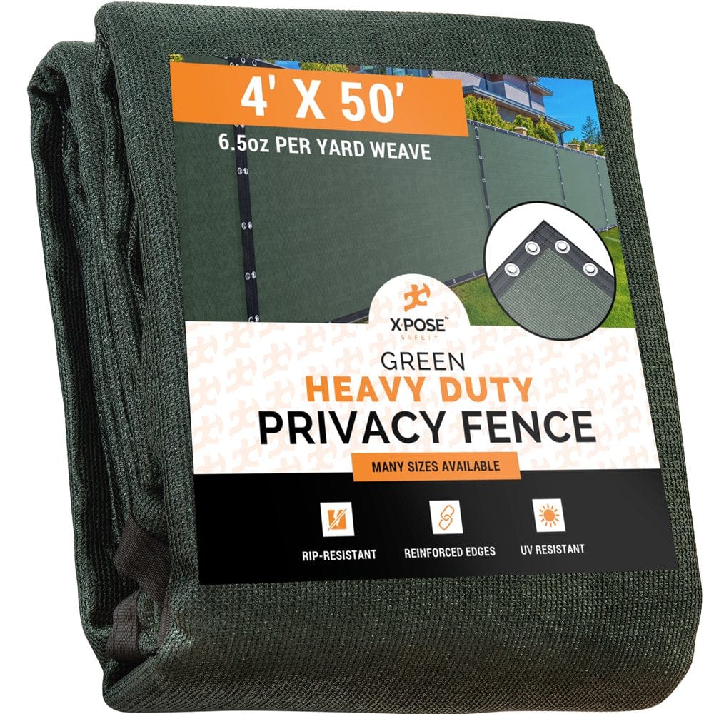 Xpose Safety Heavy Duty Privacy Screen Fence - 4’ X 50’ Green - 90% Visibility and UV Blocking - Easy Installation, Breathable Mesh for Yard, Garden, Greenhouse, Plant Nursery, Pet Kennel, Dog Run