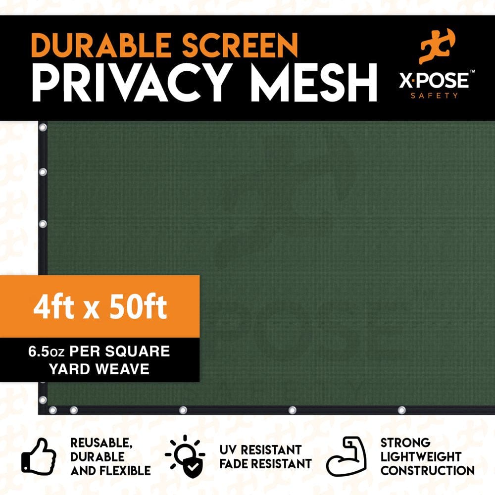 Xpose Safety Heavy Duty Privacy Screen Fence - 4’ X 50’ Green - 90% Visibility and UV Blocking - Easy Installation, Breathable Mesh for Yard, Garden, Greenhouse, Plant Nursery, Pet Kennel, Dog Run Animals & Pet Supplies > Pet Supplies > Dog Supplies > Dog Kennels & Runs Xpose Safety   