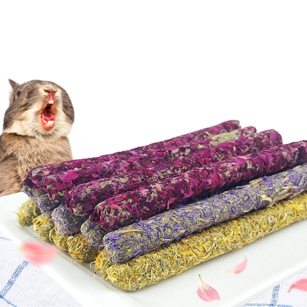 XROMTBEM 18 Count Rabbit Chew Toys Safe Treats for Teeth Grinding Natural Timothy Hay Petals Sticks for Hamsters Gerbils Bunny Animals & Pet Supplies > Pet Supplies > Small Animal Supplies > Small Animal Treats XROMTBEM   