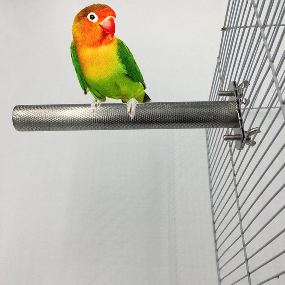 XROMTBEM Bird Perch Parrot Stand Stainless Steel Stick Grinding Claw Toy Cage Accessories