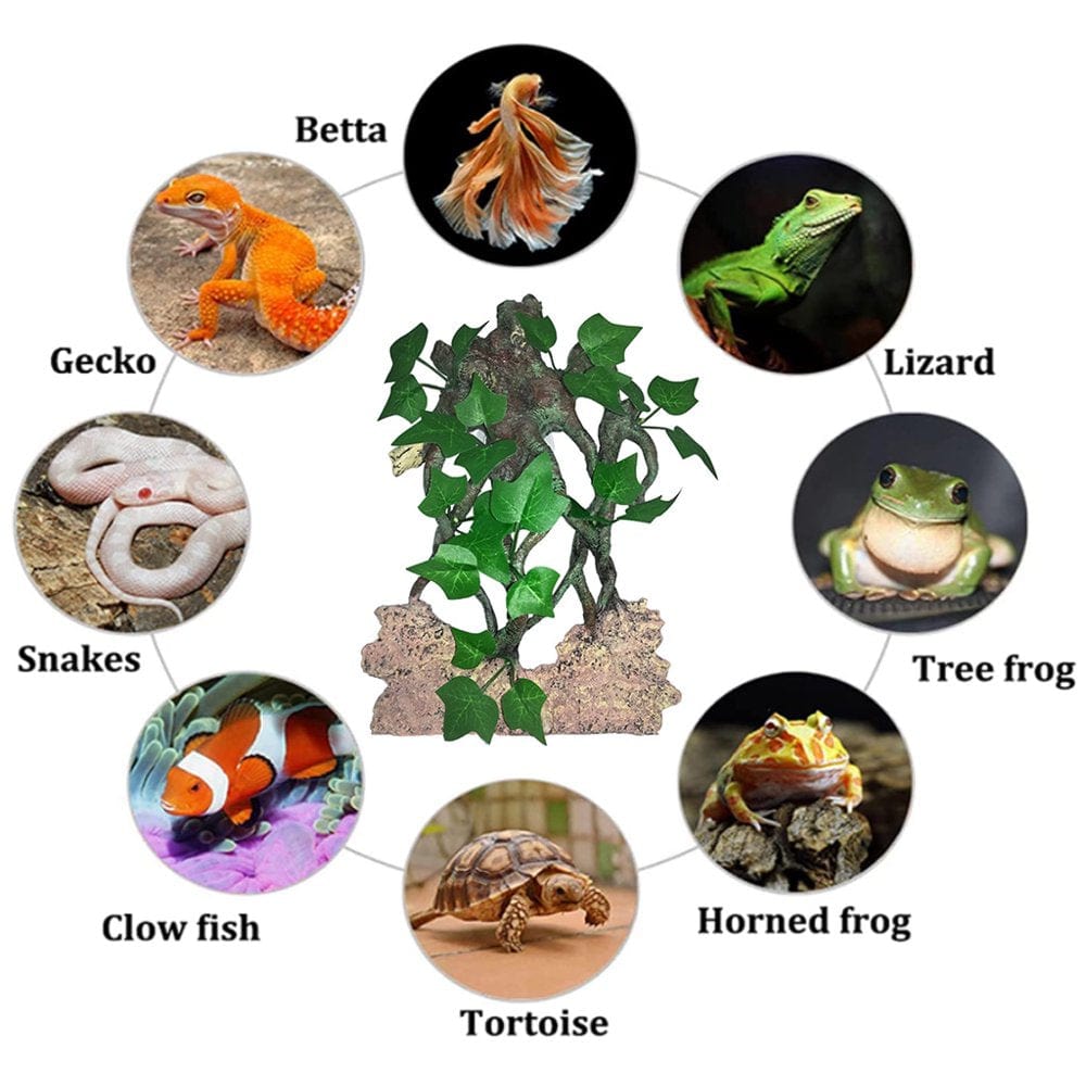 XROMTBEM Reptile Plants Vines for Climbing Habitat Decor Branches with Lifelike Leaves for Lizard Spider Snake Gecko Frog Animals & Pet Supplies > Pet Supplies > Small Animal Supplies > Small Animal Habitat Accessories XROMTBEM   