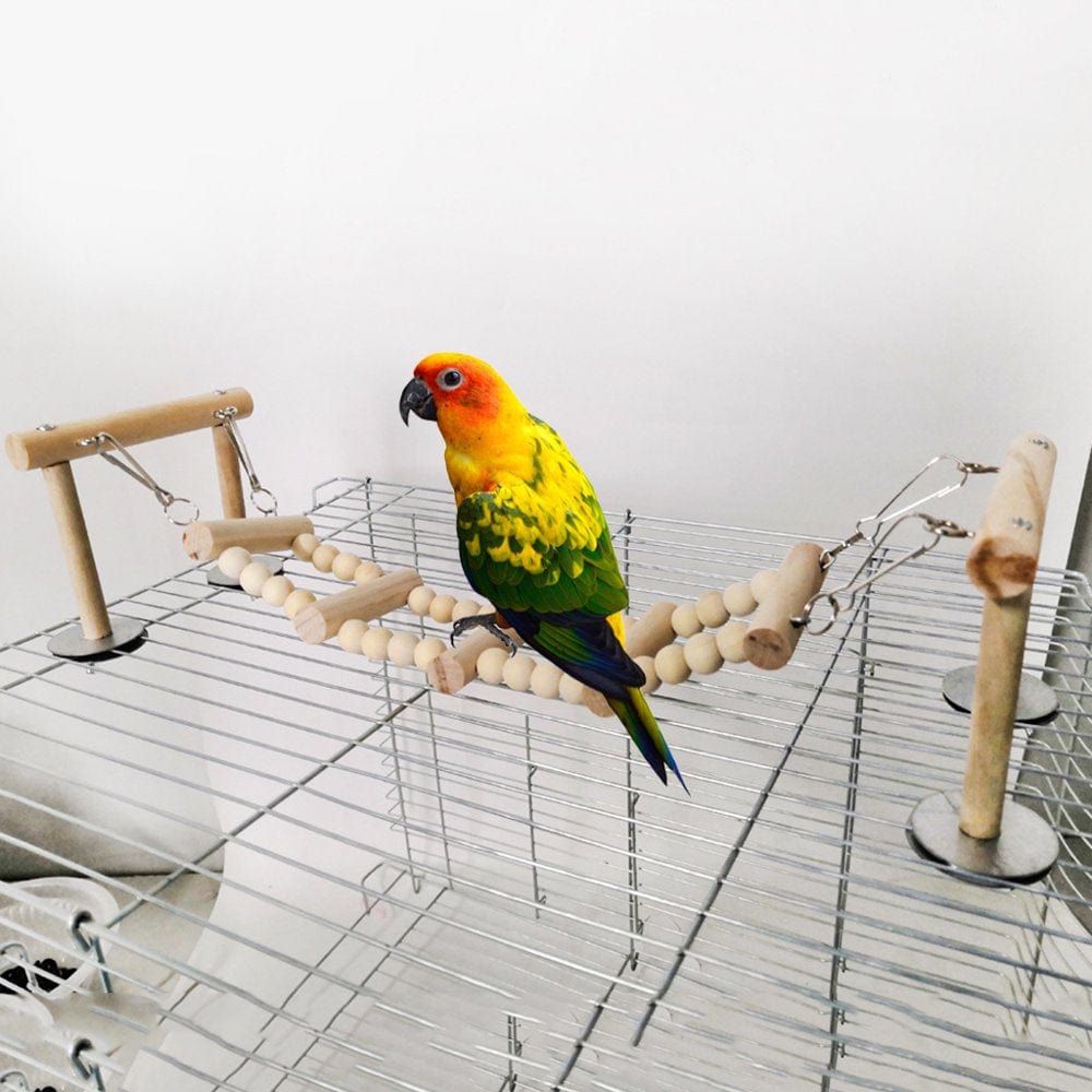 XROMTBEM Wooden Bird Perches Stand Toys Parrot Swing Climbing Ladder Parakeet Cockatiel Lovebirds Finches Play Playground