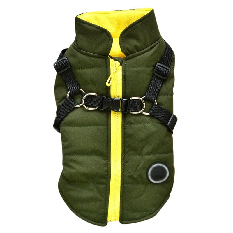 XS-XXL Pet Dog Winter Vest Coat Harness Clothes Puppy Cotton Warm Jacket Apparel Animals & Pet Supplies > Pet Supplies > Dog Supplies > Dog Apparel Esho M Green 