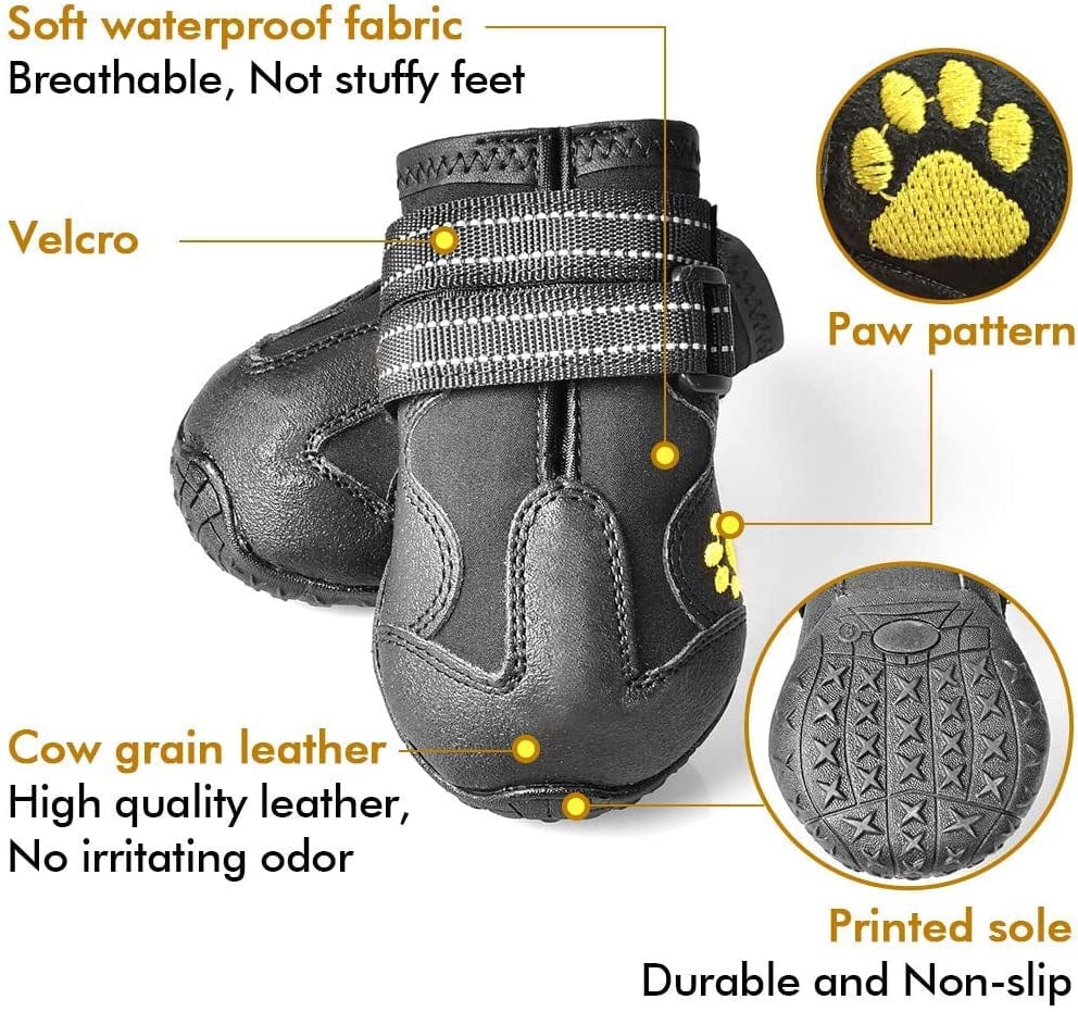 XSY&G Dog Boots,Waterproof Dog Shoes,Dog Booties with Reflective Rugged Anti-Slip Sole and Skid-Proof,Outdoor Dog Shoes for Medium Dogs 4Pcs-Size5 Animals & Pet Supplies > Pet Supplies > Dog Supplies > Dog Apparel XSY&G   