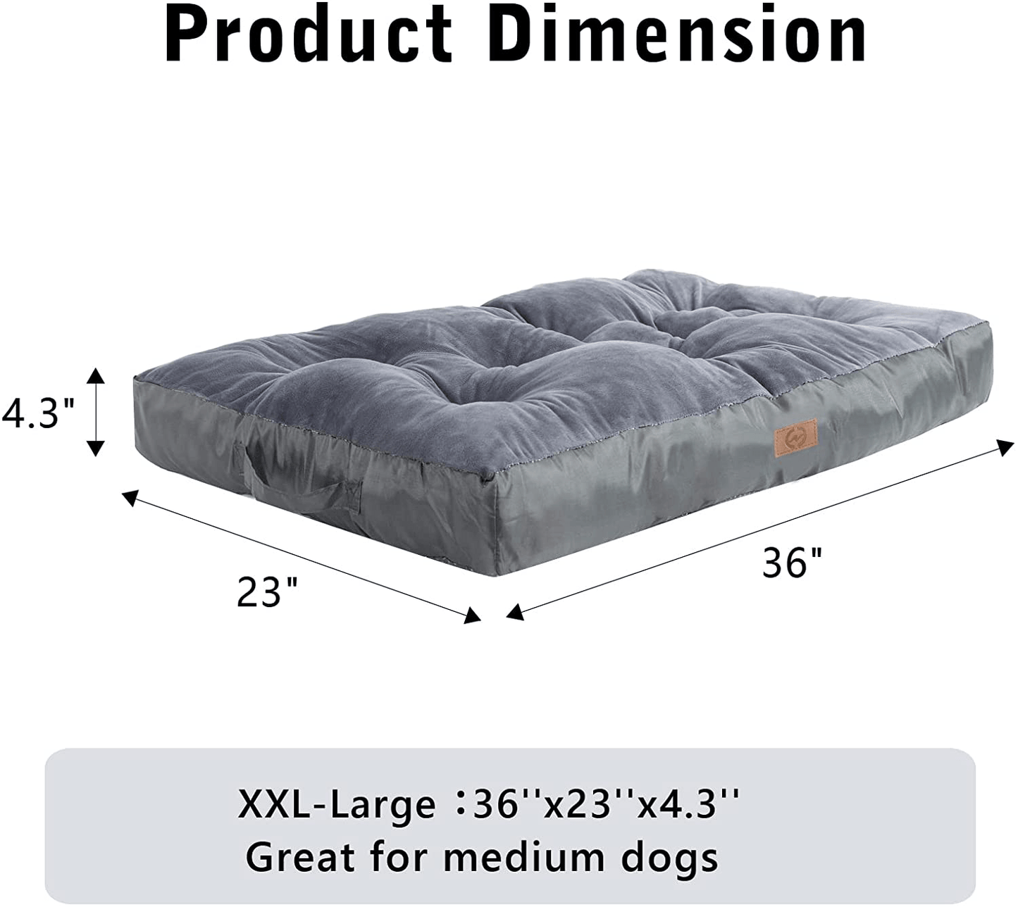 Xuemi Dog Beds for Large Dogs, Soft Comfortable Cat and Dog Crate Mattress with Waterproof Bottom, Deluxe Plush Pet Cushion