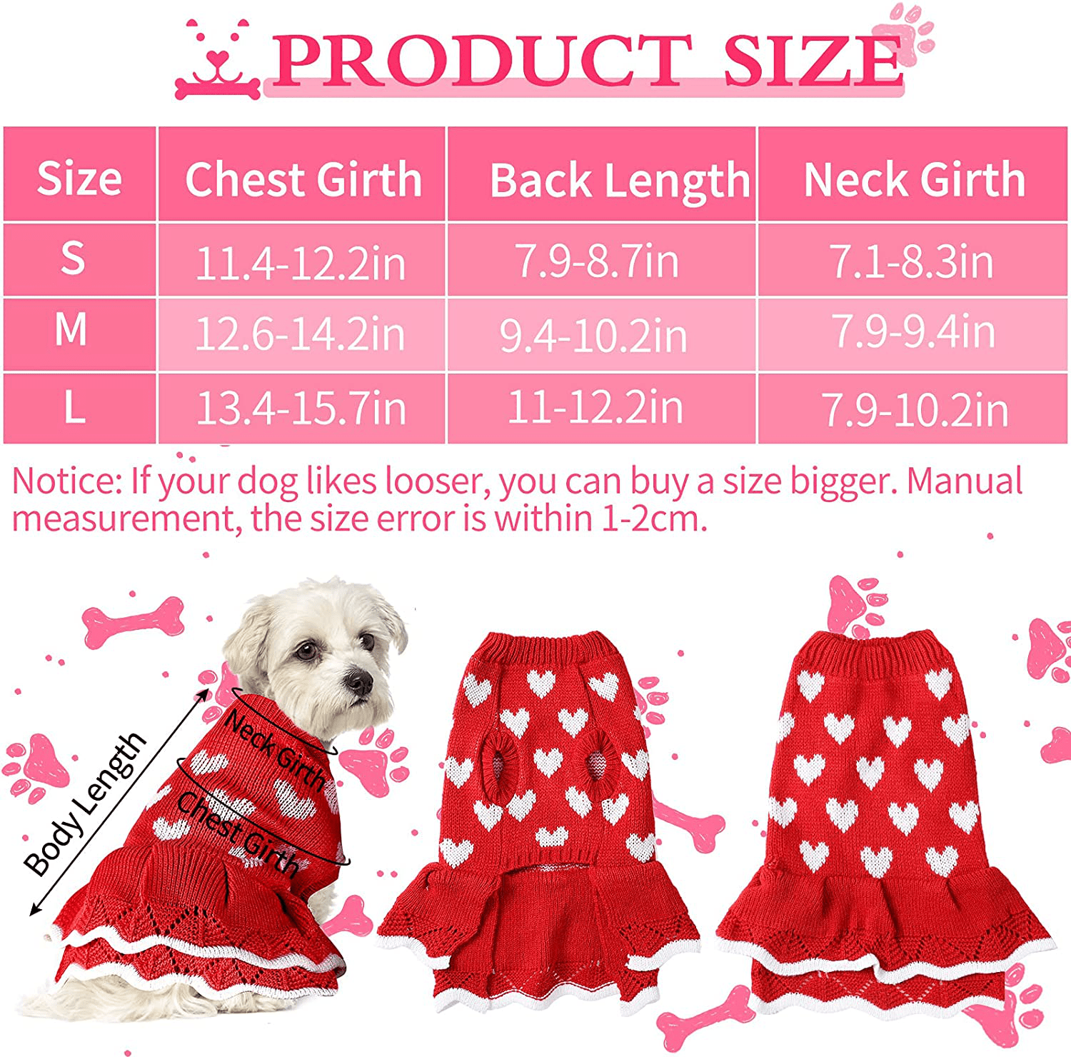 Xuniea 3 Pieces Dog Sweater Dress with Leash Hole Dog Coat Knitwear Vest Turtleneck Pullover Warm Pet Sweater Small Dog Sweater Pet Clothes Sweater for Puppy Cat Dog
