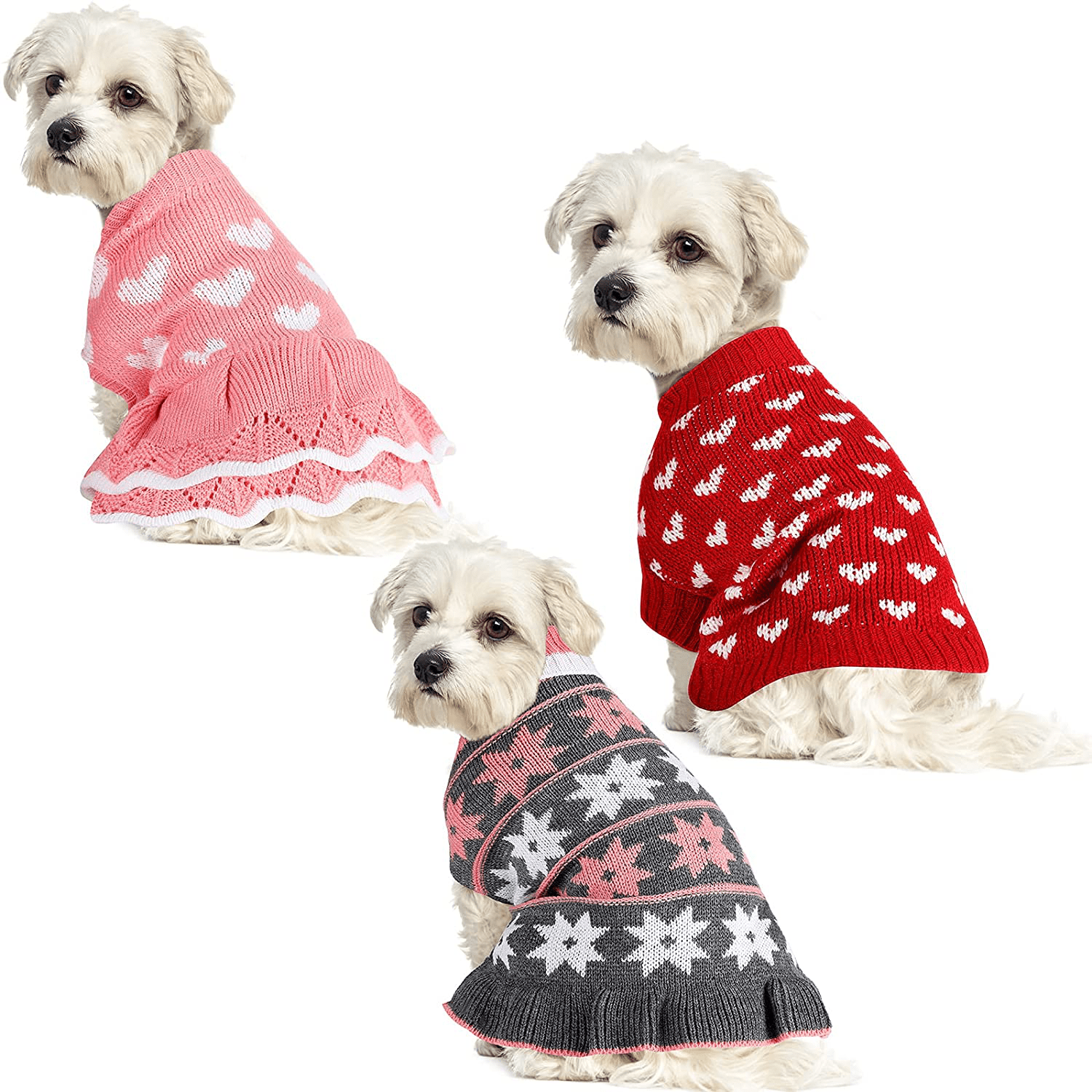 Xuniea 3 Pieces Dog Sweater Dress with Leash Hole Dog Coat Knitwear Ve – KOL  PET