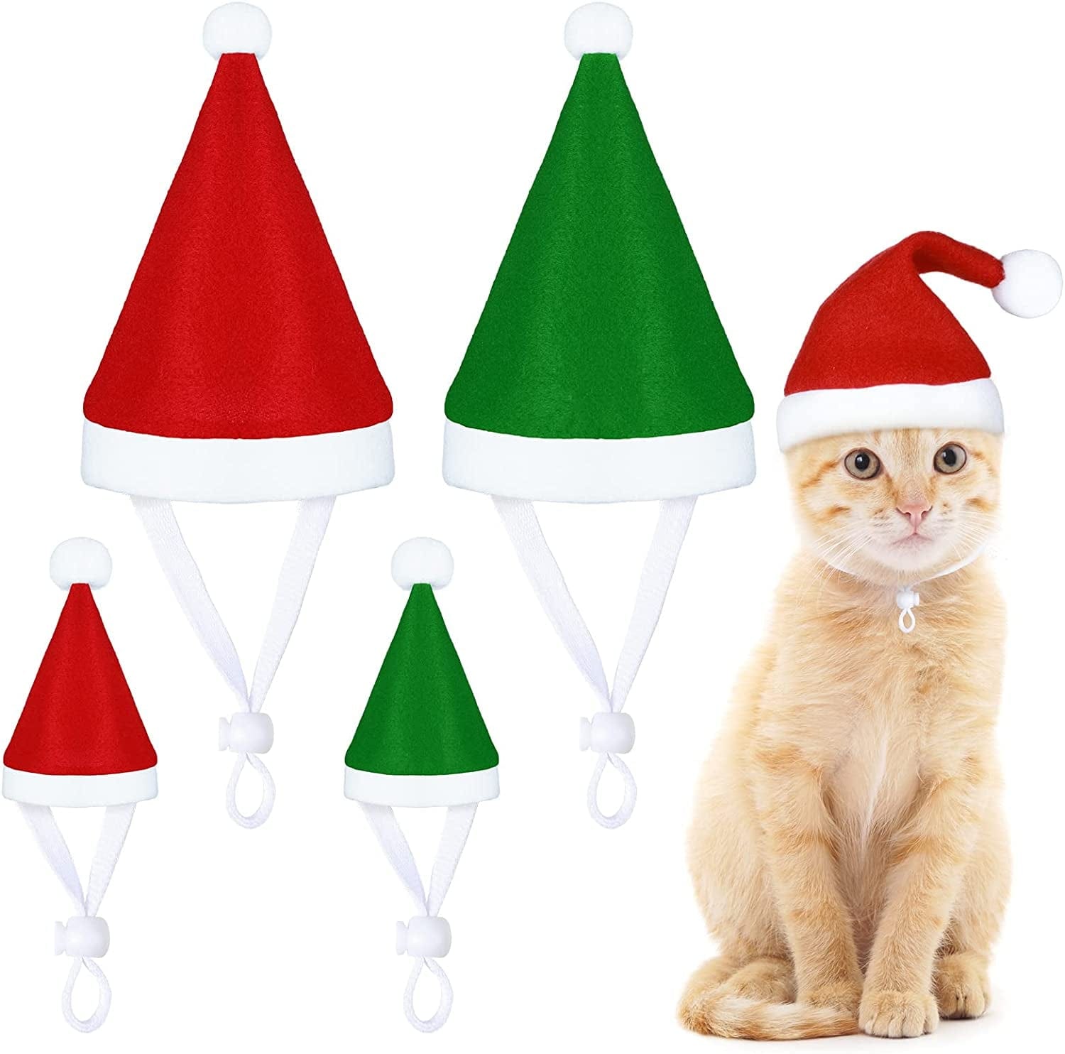 Xuniea Cat Christmas Hats 4 Pieces Plaid Dog Santa Hats Small Animal Hats Pet Christmas Hats Cat and Dog Pet Costumes 5.5 X 7.8 Inch, 3.5 X 4.3 Inch (Red, Green,Classic Pattern) Animals & Pet Supplies > Pet Supplies > Dog Supplies > Dog Apparel Xuniea   