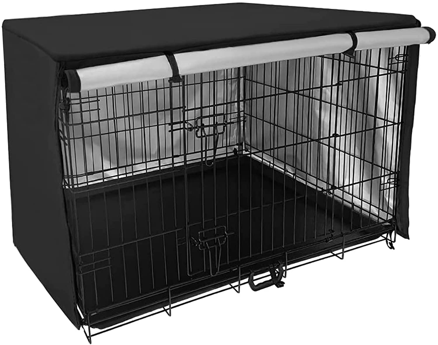 XUYANHUA Warm and Cold Pet Dog Cage Portable Dog Cage Kennel Protective Cover (Black, 42In)