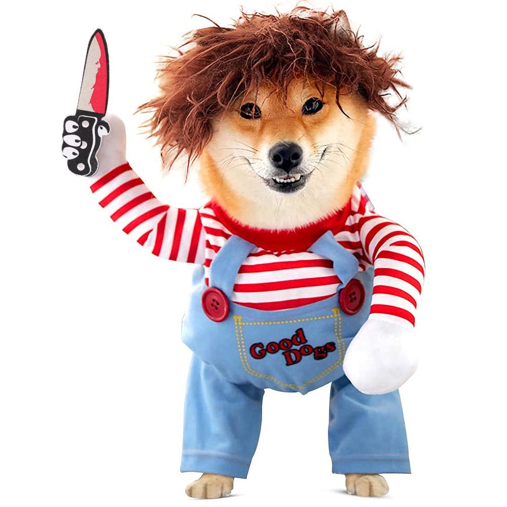 XUYIDAN Halloween Pet Costume, Deadly Doll Dog Costume, Cute Dog Cosplay Halloween Funny Costume Party Special Costume Animals & Pet Supplies > Pet Supplies > Dog Supplies > Dog Apparel Z 00003654 L  