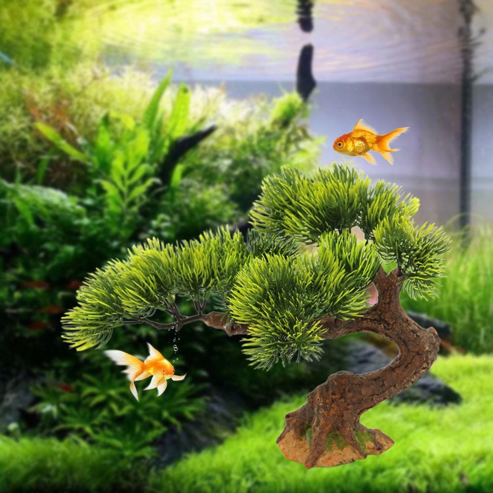 XWQ Simulation Tree Ornament Artificial Pine Decorative Resin Craft Fish Tank Simulation Aquatic Plant Decoration Home Decor