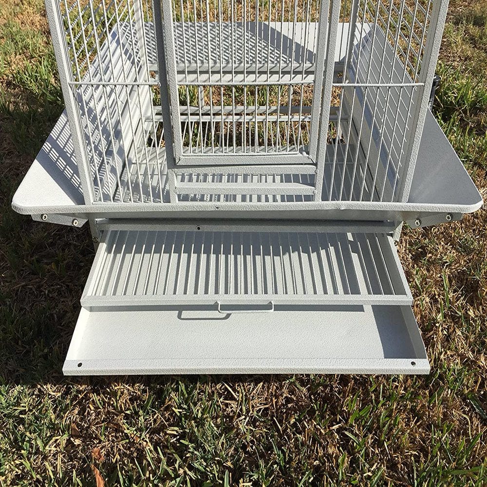 Xx-Large 32" X 23" X 66"H Elegant and Durable Wrought Iron Bird Parrot Rolling Cage Double Ladders Open Play Top Perch Stand with Seed Guard Animals & Pet Supplies > Pet Supplies > Bird Supplies > Bird Ladders & Perches Mcage   