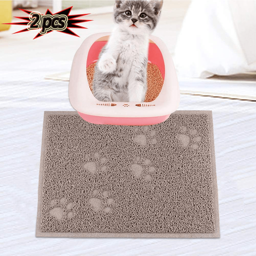 XXDYF Cat Litter Tray Mat, Waterproof Non-Slip PVC Pet Feeding Mat, Mats Soft on Kitty Paws, Easy Clean Mats, 2 Pieces Animals & Pet Supplies > Pet Supplies > Cat Supplies > Cat Litter Box Mats XXDYF Brown  