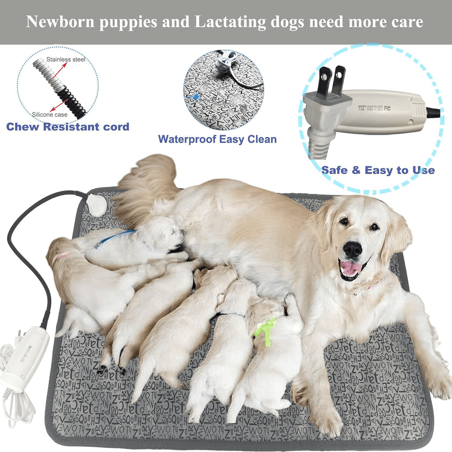XXL Dog Heating Pad for Large Dog Bed Indoor,Waterproof Heated Dog Bed Mat,Pet Heating Pad,Heated Cat Bed Mat,Heated Mat for Small Medium Pet Cat Puppy Dog Blanket,King Size Animals & Pet Supplies > Pet Supplies > Dog Supplies > Dog Beds EVV   