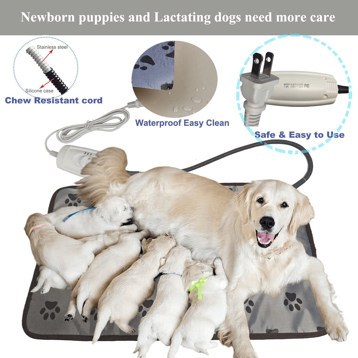XXL Dog Heating Pad for Large Dog Bed Indoor,Waterproof Heated Dog Bed Mat,Pet Heating Pad,Heated Cat Bed Mat,Heated Mat for Small Medium Pet Cat Puppy Dog Blanket,King Size Animals & Pet Supplies > Pet Supplies > Cat Supplies > Cat Beds EVV   