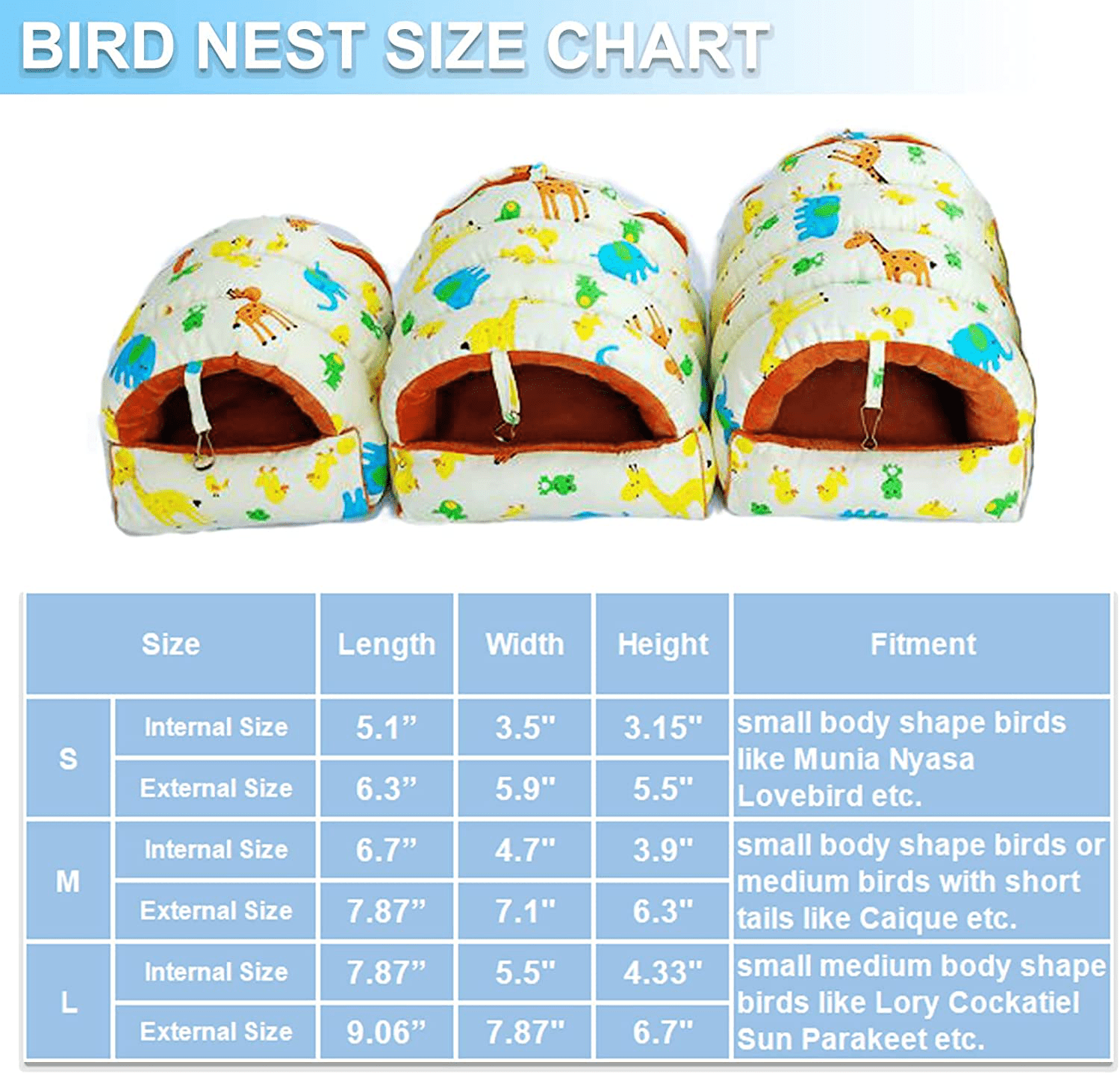 Yagamii Detachable Winter Bird Nest Box Parrot Toys Birdcages Accessories Birdhouses Sleeping Bed for Finch Parakeet Cockatiel Conure Small Animal Houses Habitat Warm Hanging Snuggle Tent Hammock Hut